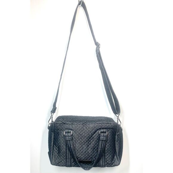 Vera Bradley Iconic 100 Denim Gray Weekender Travel Bag Crossbody Strap Handles - Picture 2 of 13